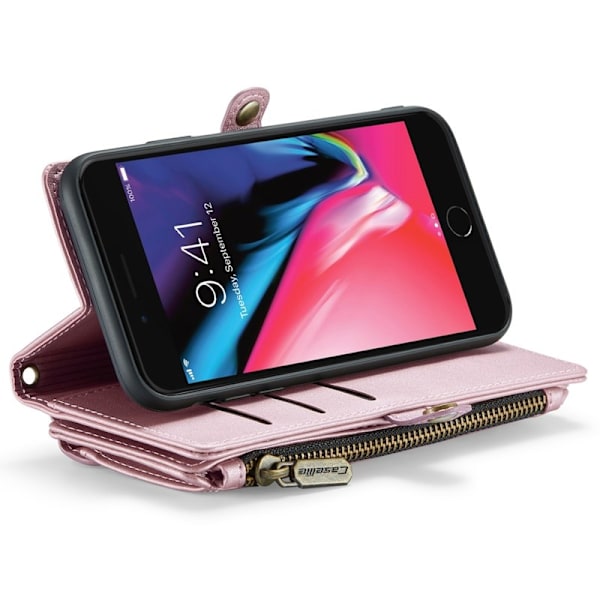 CASEME Plånboksfodral Konstläder för iPhone 6 Plus/7 Plus/8 Plus - Rosa