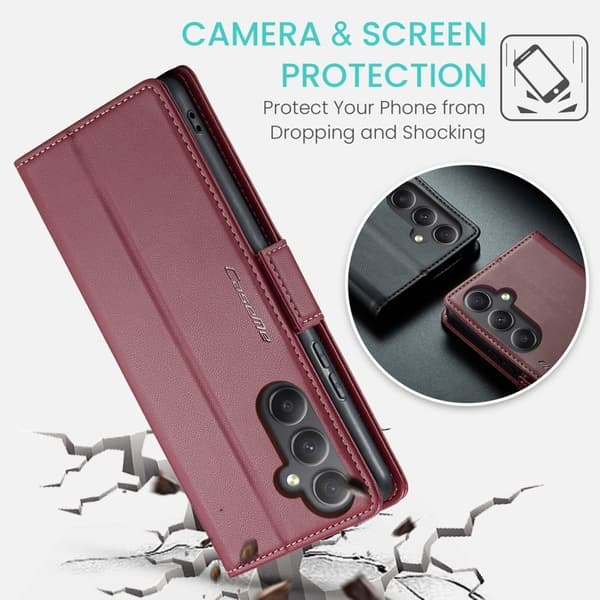 CASEME Plånboksfodral Konstläder för Samsung Galaxy A34 5G - Röd