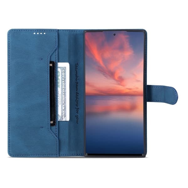 AZNS Samsung Galaxy S23 Ultra Plånboksfodral Konstläder - Blå