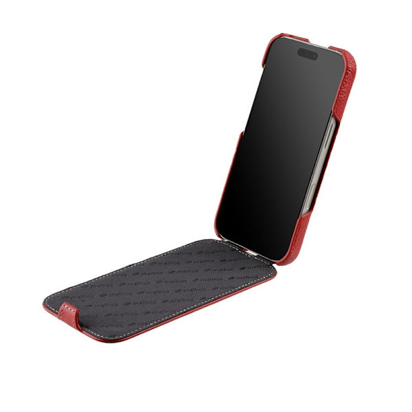 MELKCO Mobilskal till iPhone 17 Pro Max Äkta Läder + PC Röd