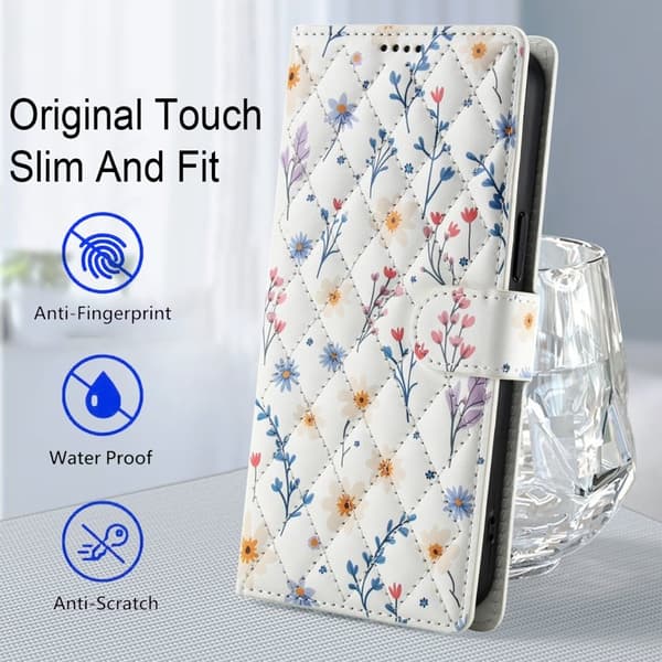 Samsung Galaxy S26 Plus Plånboksfodral Rhombic Blommönster Konstläder - A2