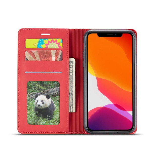 FORWENW iPhone 11 Plånboksfodral Konstläder - Röd