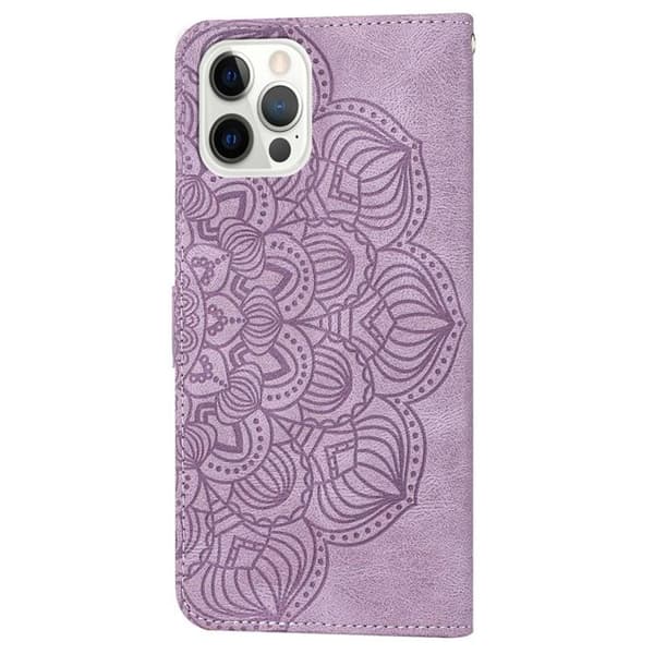 iPhone 14 Pro Punge Etui Mandala Flower - Lilla Lila