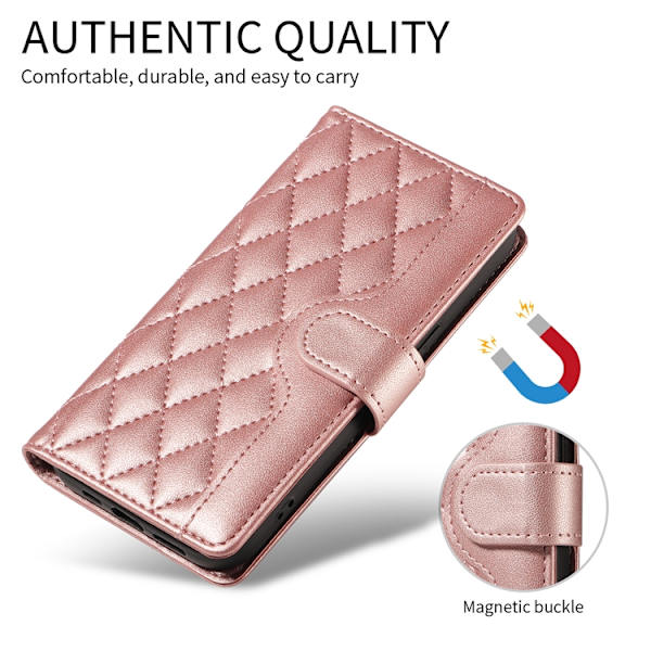 OnePlus 15 5G Plånboksfodral Rhombus Konstläder Roséguld