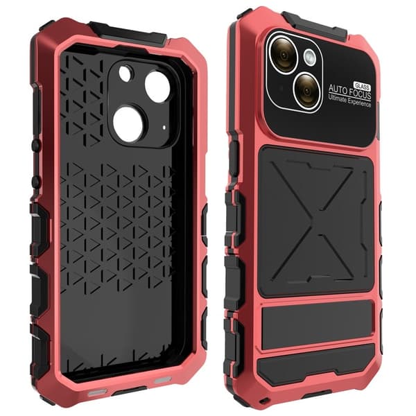 R-JUST Mobilskal till iPhone 15 Plus Shockproof Silikon + Metall Röd