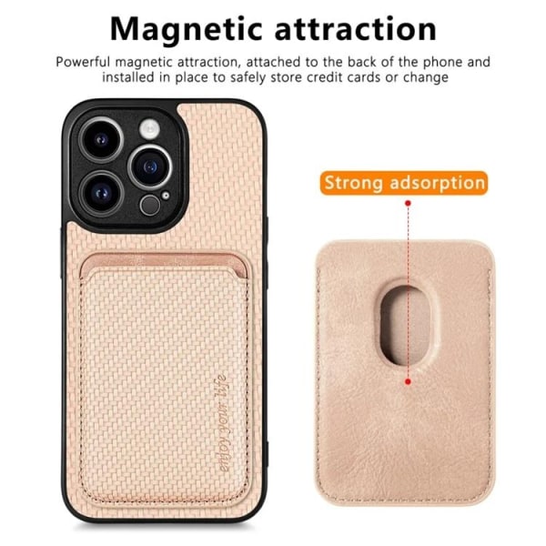 iPhone 15 Pro Max Mobilskal Korthållare Detachable - Rosa