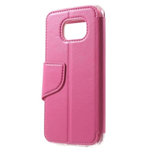 Dual Vindues Etui til Samsung Galaxy S6 Edge - Magenta Rosa