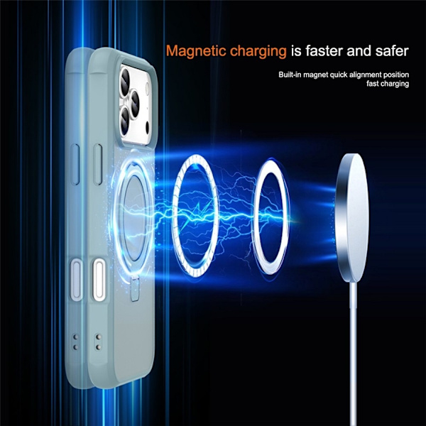 Mobilskal till iPhone 17 Pro Max MagSafe TPU+PC Kickstand - Blå Blå
