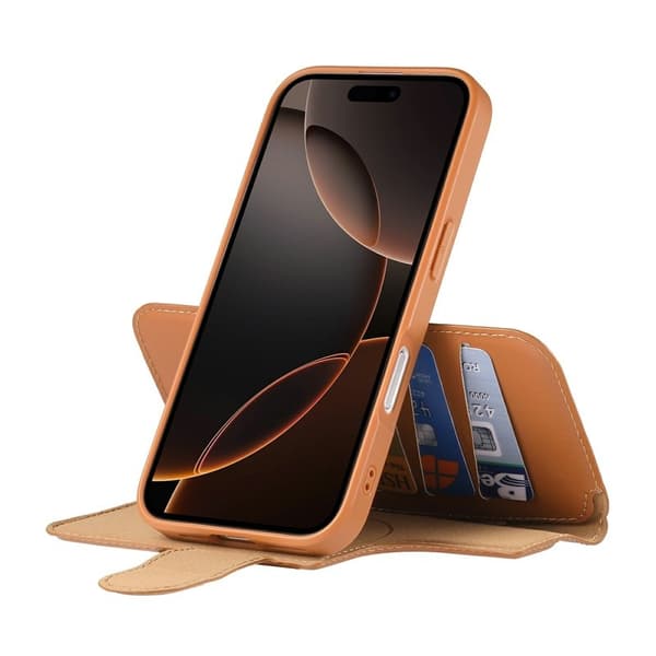CASENEO iPhone 17 Plånboksfodral Magnetiskt RFID Blocker Konstläder - Brun