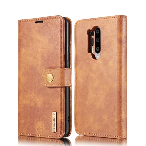 DG.MING OnePlus 8 Pro Plånboksfodral 2-i-1 Äkta läder - Brun