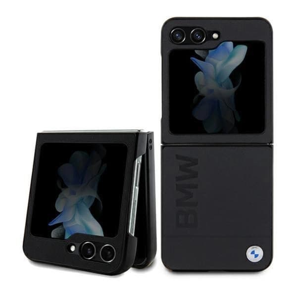 BMW Galaxy Z Flip 5 Mobilskal Læder Hot Stamp - Sort Black