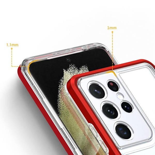 Galaxy S21 Ultra 5G Skal Clear 3in1 - Röd