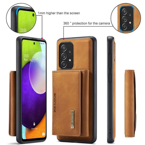 DG.MING M2 Tri-fold Plånboksfodral Samsung Galaxy A52 4G/5G Brun