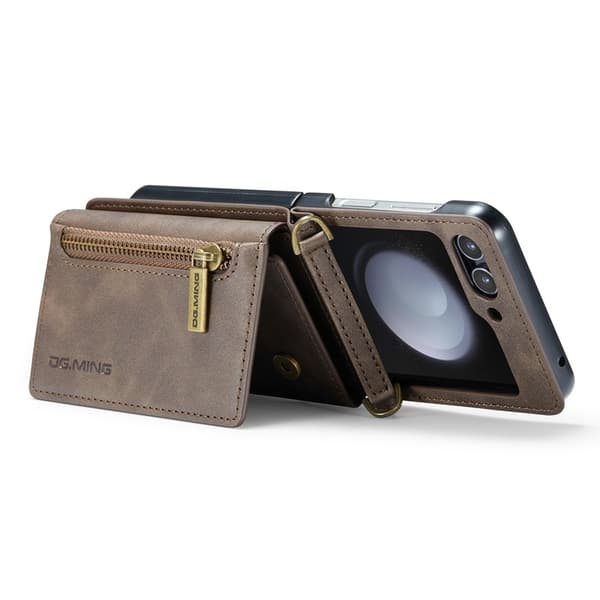 DG.MING Samsung Galaxy Z Flip5 Plånboksfodral Kickstand Brun