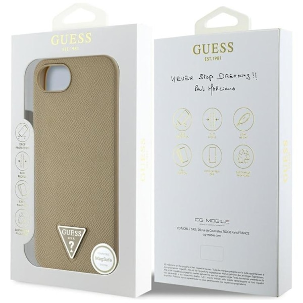 Guess Mobilskal till iPhone 16e MagSafe Grained Triangle - Brun Brun