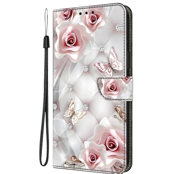 Plånboksfodral för Samsung Galaxy S26 Plus Konstläder Stativ - Rosa Fjäril