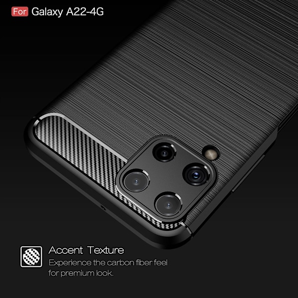 TPU Carbon Skal Galaxy A22 4G - Svart Svart