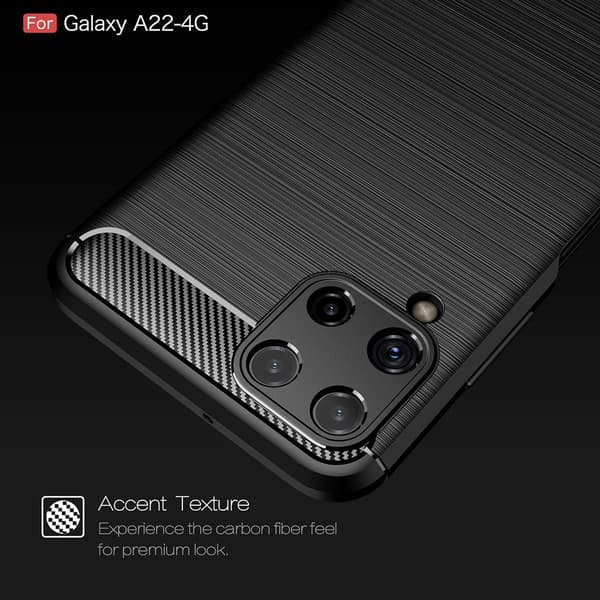 TPU Kulstofdæksel Galaxy A22 4G - Sort Black