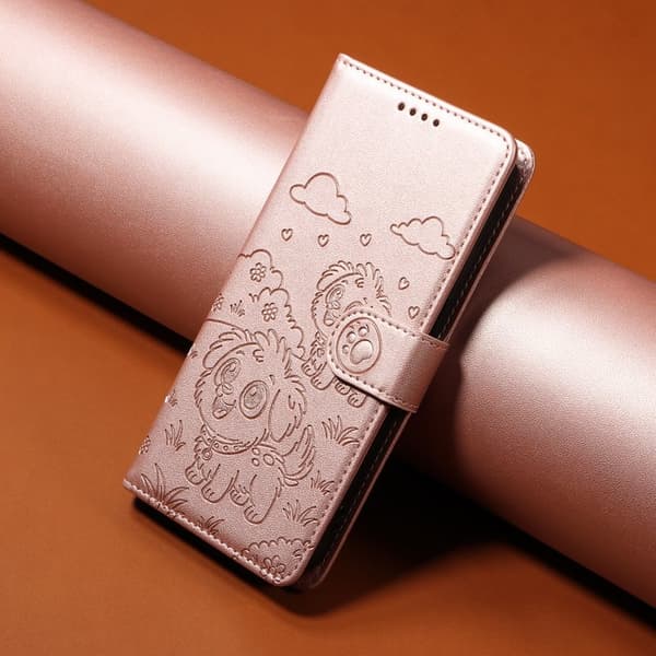 Mobilskal till Samsung Galaxy S26 Plus RFID-Skydd KonstLäder Hundmönster - Rosa