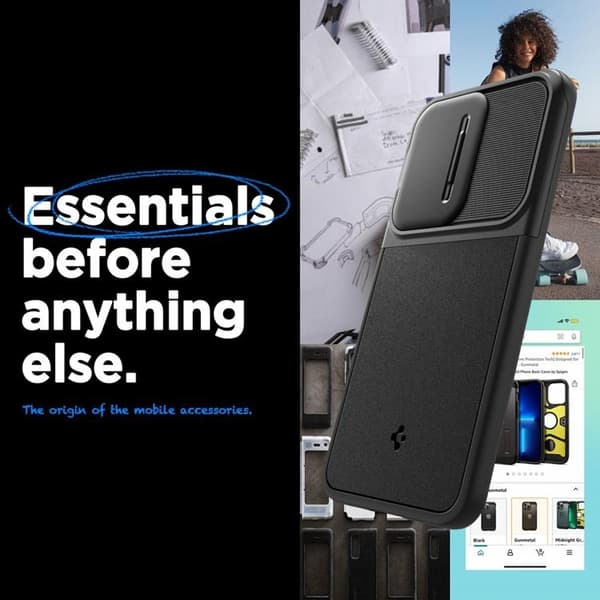 Spigen Galaxy A55 5G -puhelinkotelo Optik Armor - Musta Svart