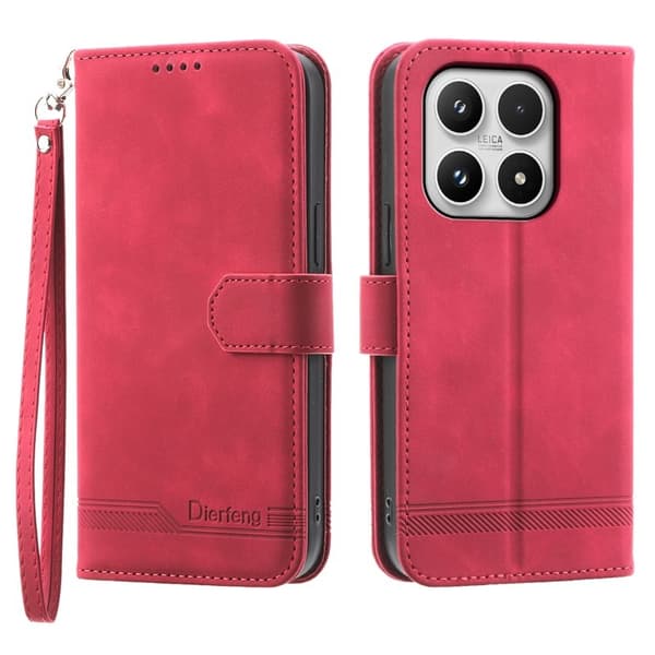 DIERFENG DF-03 för Xiaomi 17 Plånboksfodral Konstläder - Röd