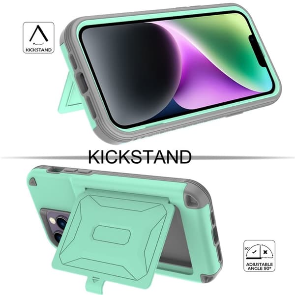 iPhone 14 Plus Skal Korthållare Mirror Kickstand - Grön Grön
