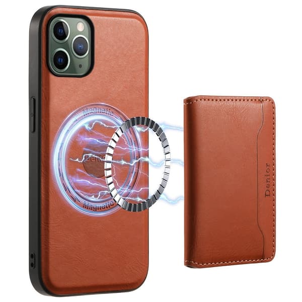 DENIOR Mobilskal till iPhone 11 Pro PU Läder + PC + TPU Kortfack - Brun