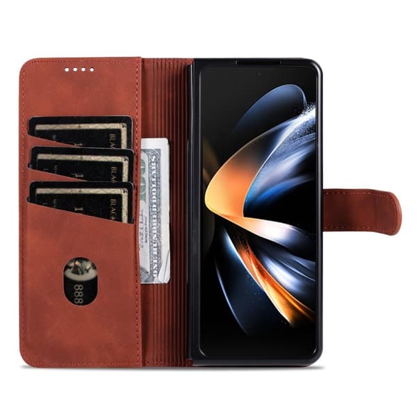 AZNS Samsung Galaxy Z Fold4 5G Plånboksfodral Konstläder - Brun