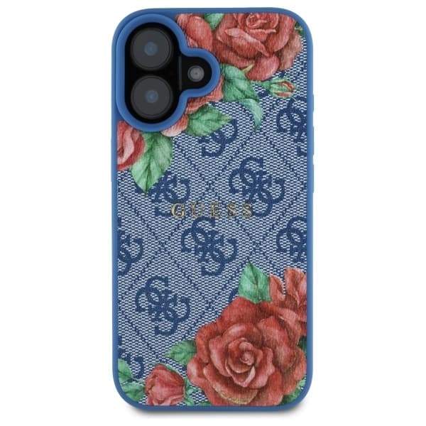 Guess telefonetui til iPhone 16 MagSafe 4G Blomsterprint - Blå Blå
