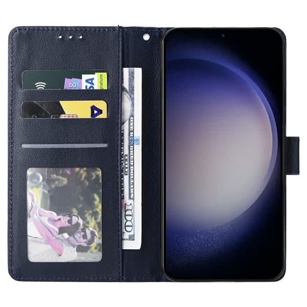 Samsung Galaxy S26 / S26 Pro Plånboksfodral Ställ Konstläder - Blå