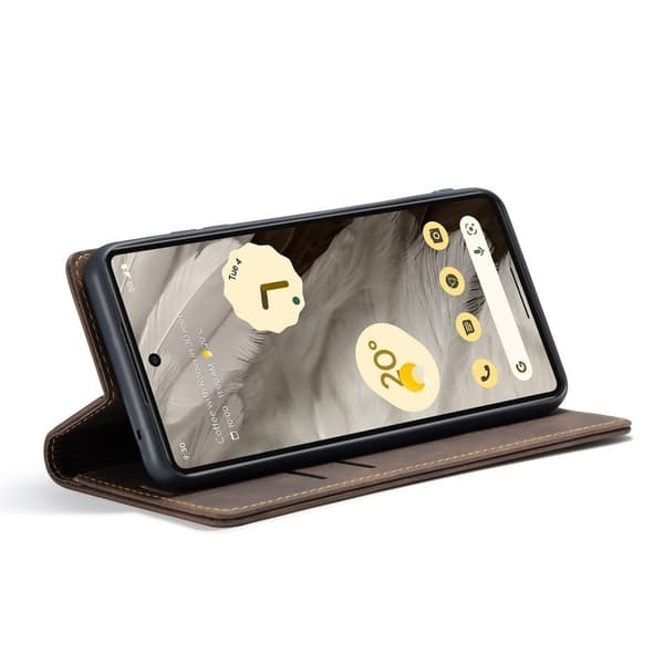 CASEME 013 Series Mobilskal till Google Pixel 7a Kortfack Konstläder Brun