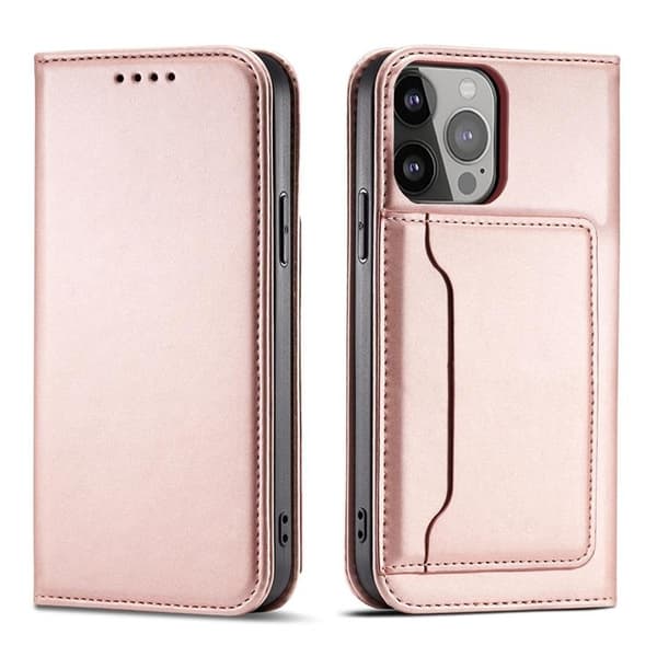 iPhone 13 Pro Max Pungetui Magnet Stand - Rosa Rosa