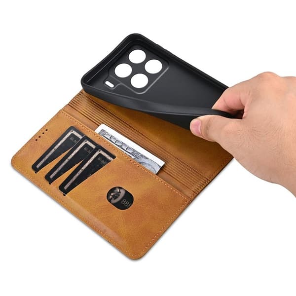AZNS Xiaomi 15 Pro Plånboksfodral Konstläder - Brun