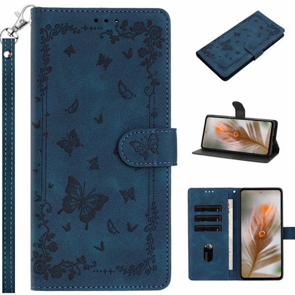 Samsung Galaxy S26 Pro Plånboksfodral Konstläder Garden Tryck - Blå