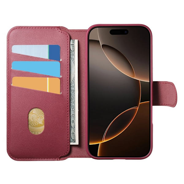 CASENEO iPhone 16 Plånboksfodral RFID Blocking Konstläder - Röd