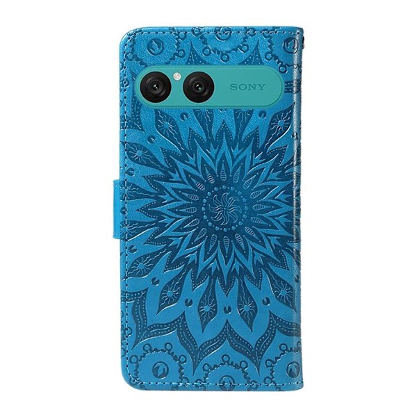 Sony Xperia 10 VII Konstläder Plånboksfodral Sunflower Imprinted - Blå Blå