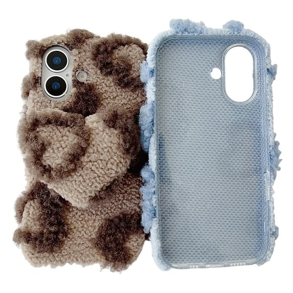 Mobilskal till iPhone 17 3D Heart Plush TPU Winter Warm Soft - Lila Lila
