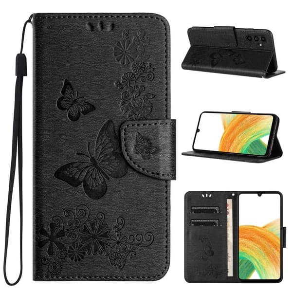 Samsung Galaxy A55 5G Plånboksfodral Konstläder Flip - Svart