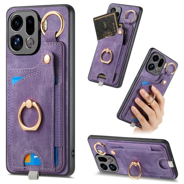 Oppo Find X9 Pro 5G Ring Fodral KonstLäder - Lila