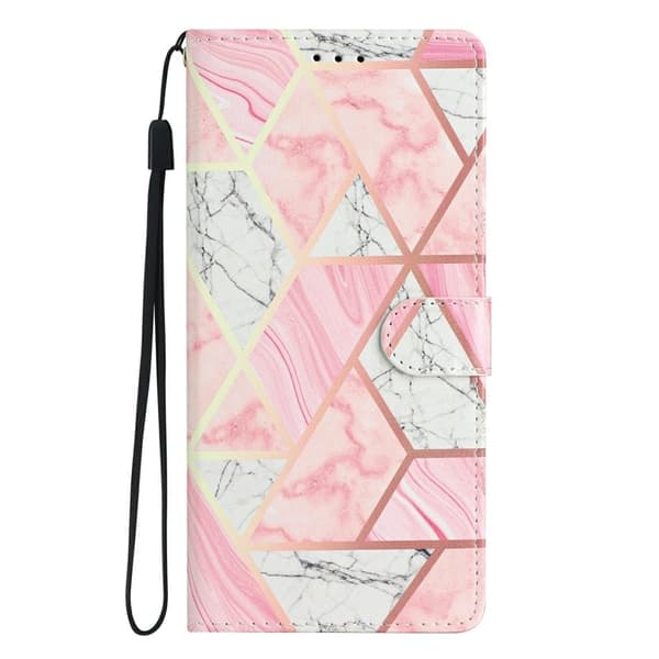 Samsung Galaxy S26 Edge Plånboksfodral Konstläder Mönstertryck Ställ Rosa Marmor