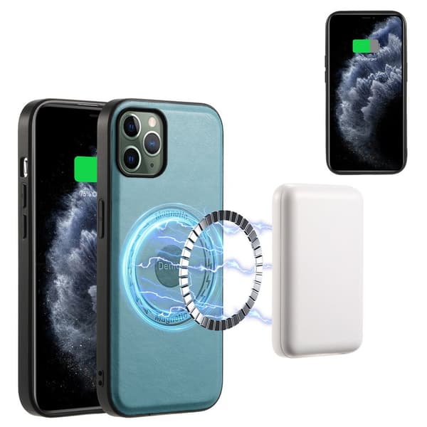 DENIOR Mobilskal till iPhone 11 Pro PU Läder Non-Slip Grip Blå
