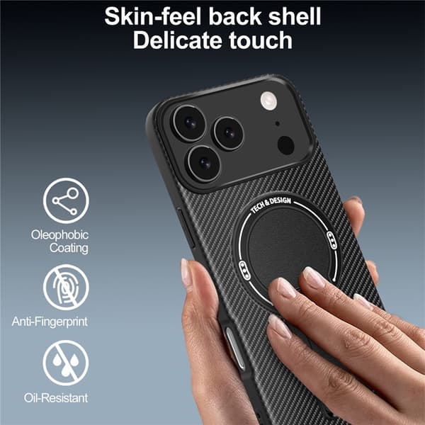 Mobilskal till iPhone 17 Pro Max MagSafe Kickstand Carbon Fiber Röd