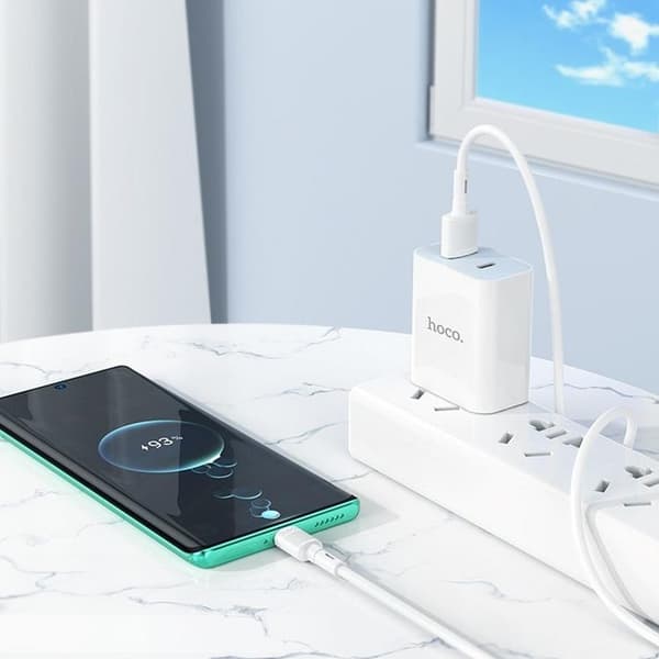 Hoco USB-A - USB-C 63A Kabel 1m X83 - Hvid Vit