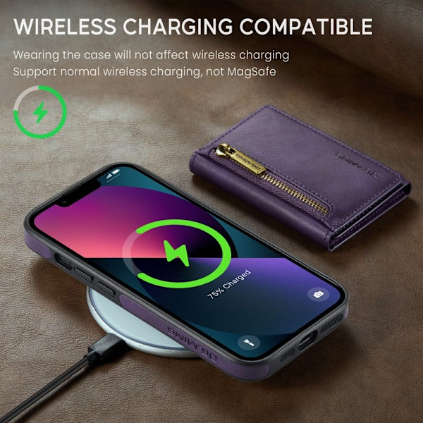 DG.MING M5 Series Mobilskal till iPhone 13 med Ställning - Lila