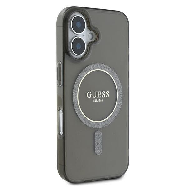 Guess Mobilskal till iPhone 16 Plus MagSafe IML Glitter Circle - Svart Black