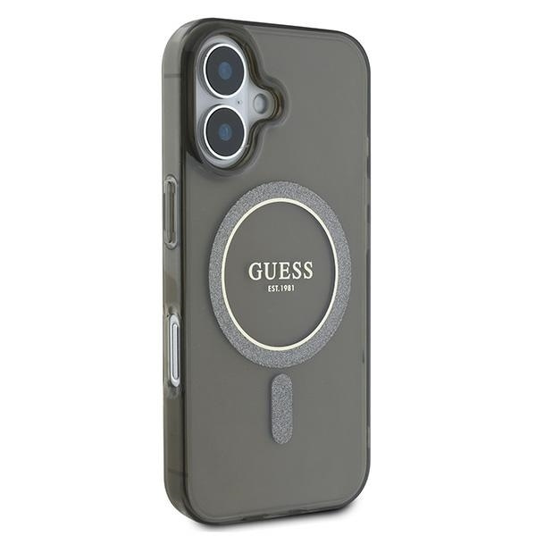 Guess Telefontaske til iPhone 16 Plus MagSafe IML Glitter Circle - Sort Black