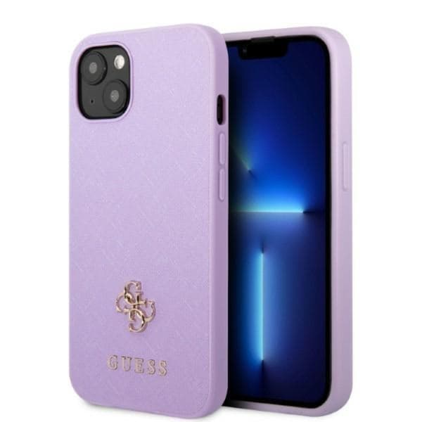 Guess Mobilskal till iPhone 13 Mini Saffiano Small Metall Logo Rosa