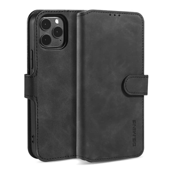 DG.MING Plånboksfodral Konstläder med Ställ för iPhone 13 Pro Max - Svart