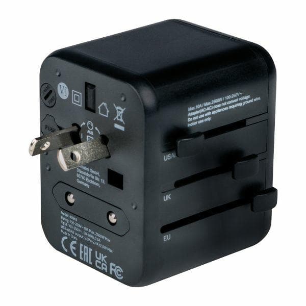 Verbatim Reseladdare 2xUSB-A EU/UK/US - Svart Svart