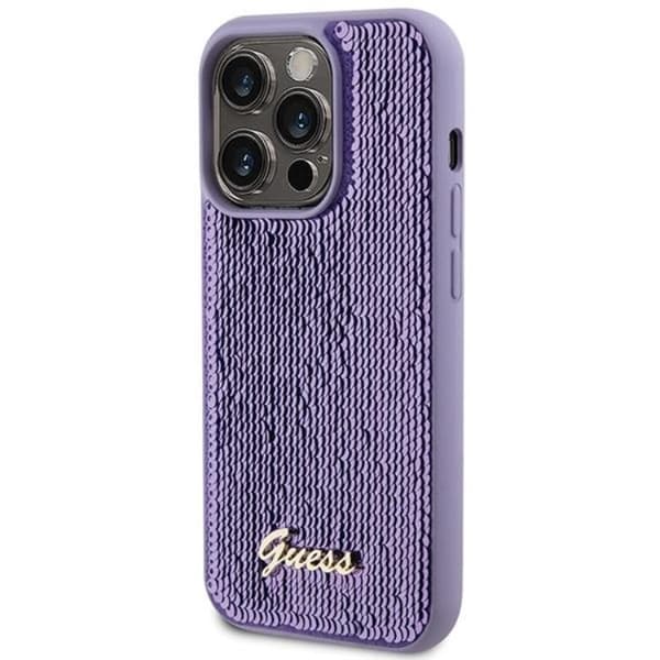 Guess Mobilskal till iPhone 15 Pro Sequin Script Metal - Lila Lila